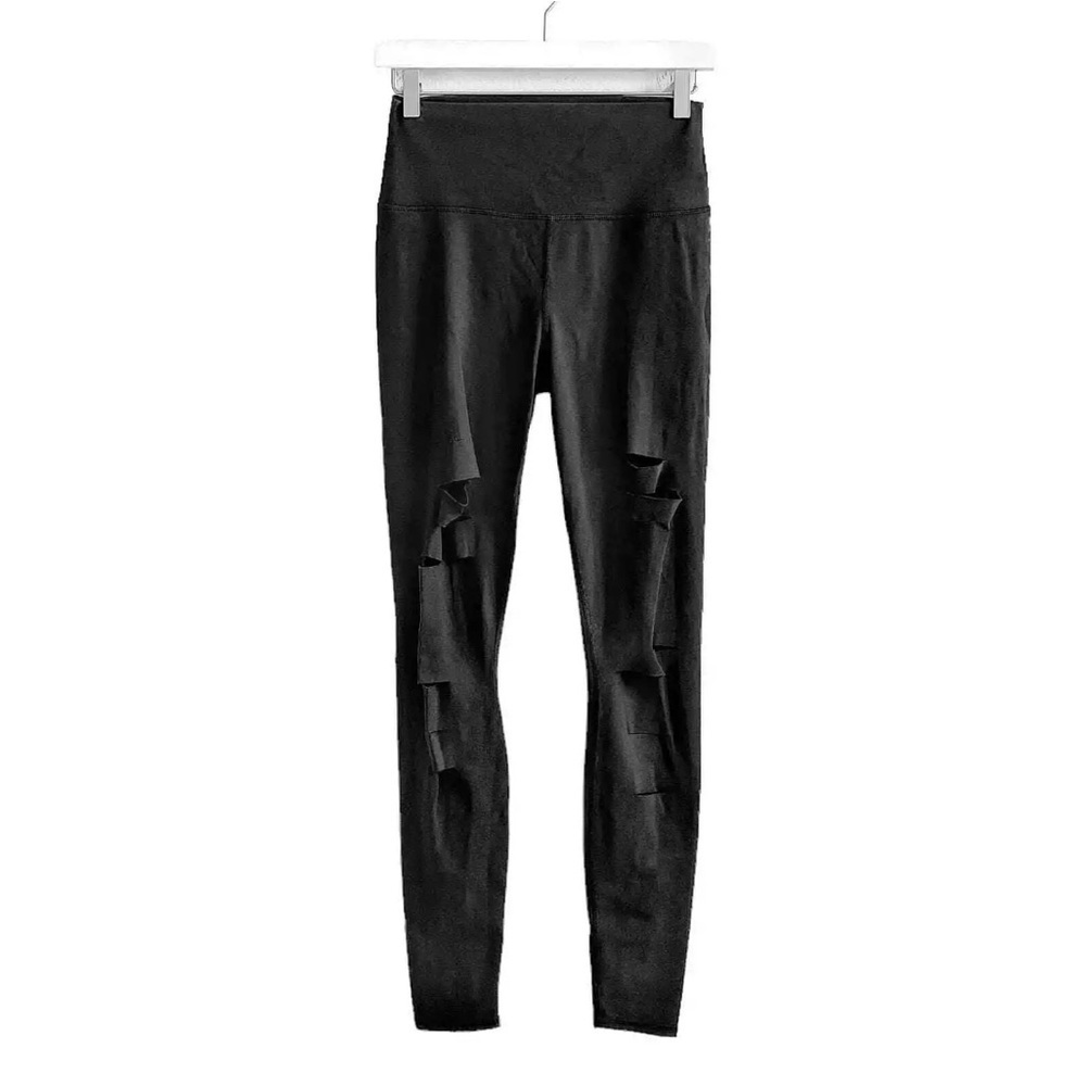 Alo Yoga High Waisted Ripped Warrior Leggings - Black - Small NWOT - Picture 3 of 14